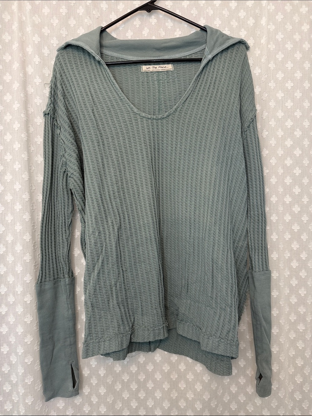 We The Free Lightweight Waffle Top — Sage Green